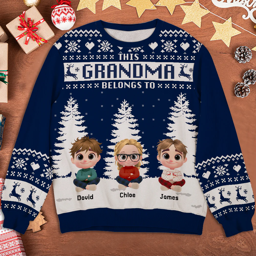 Merry Christmas Super Grandma - Personalized Custom All-Over-Print Sweatshirt - Image 4