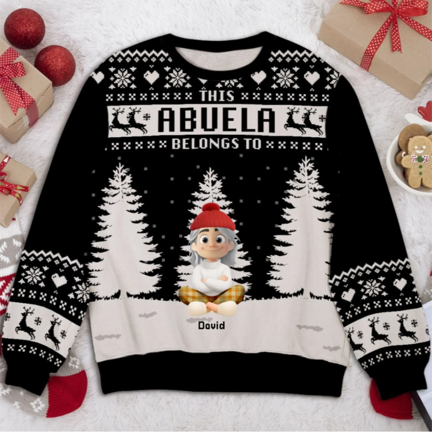 Merry Christmas Super Grandma - Personalized Custom All-Over-Print Sweatshirt - Image 5
