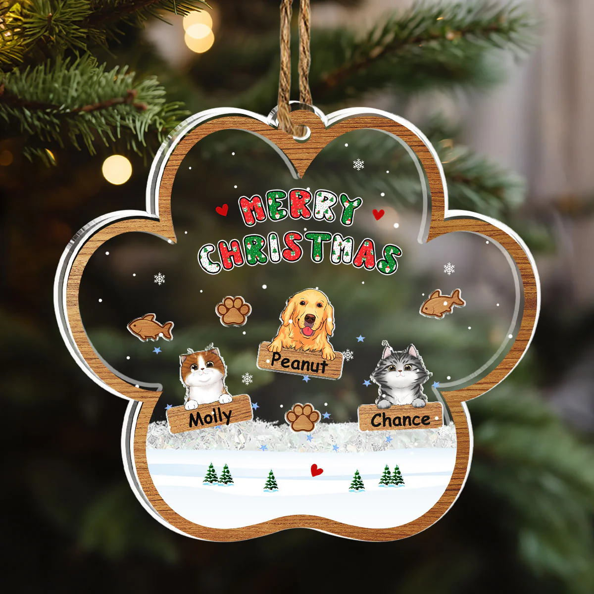 Merry Christmas Ver Pet - Personalized Custom Acrylic Shaker Ornament - Image 2