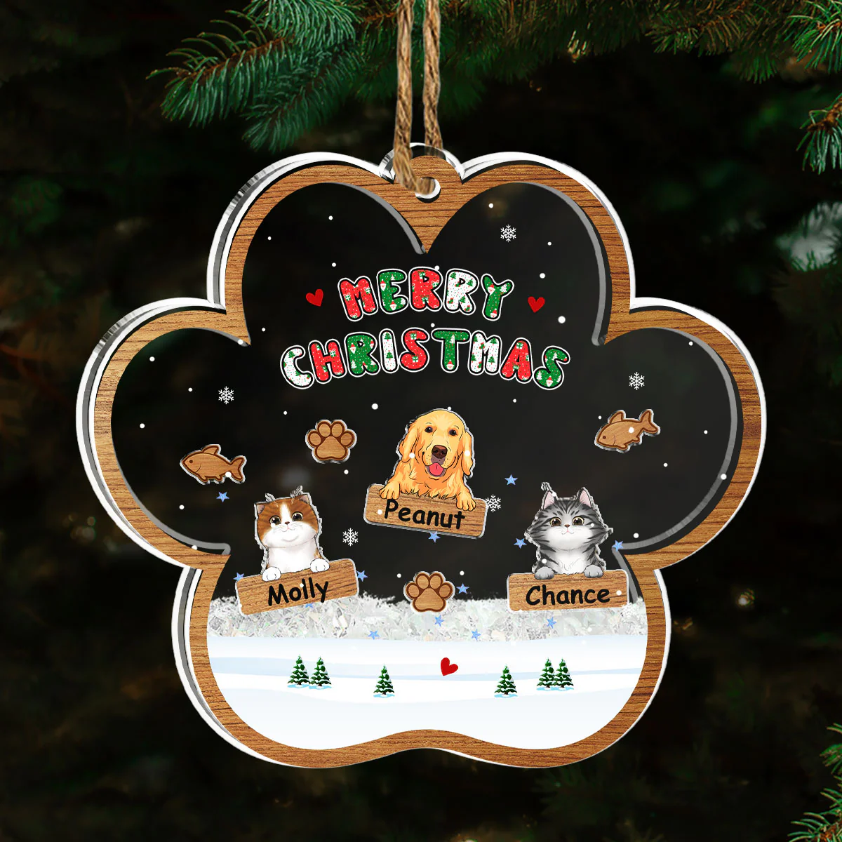 Merry Christmas Ver Pet - Personalized Custom Acrylic Shaker Ornament - Image 4