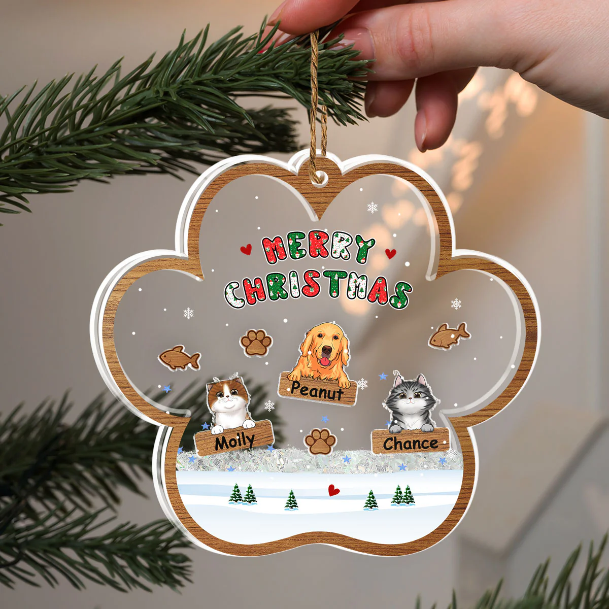 Merry Christmas Ver Pet - Personalized Custom Acrylic Shaker Ornament - Image 5