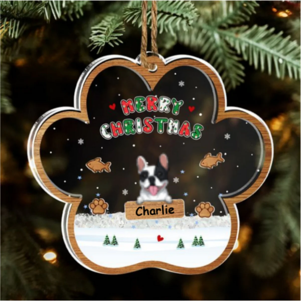 Merry Christmas Ver Pet - Personalized Custom Acrylic Shaker Ornament - Image 7