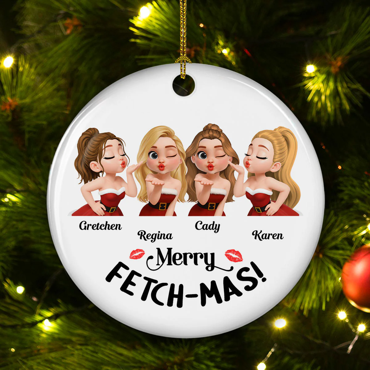 Merry Fetchmas - Personalized Custom Ceramic Ornament - Image 2