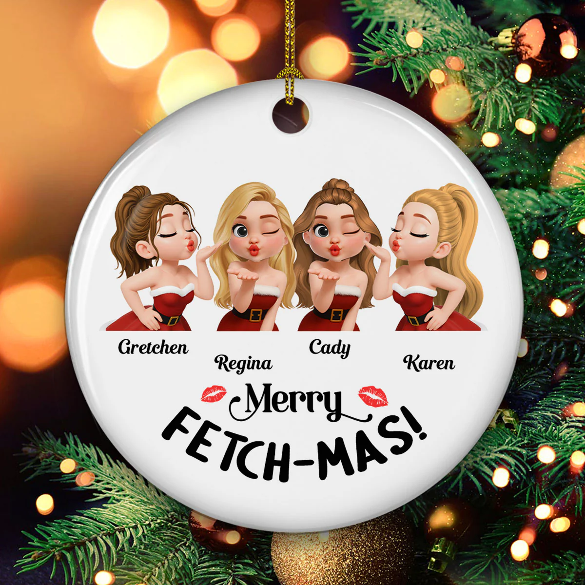 Merry Fetchmas - Personalized Custom Ceramic Ornament - Image 3