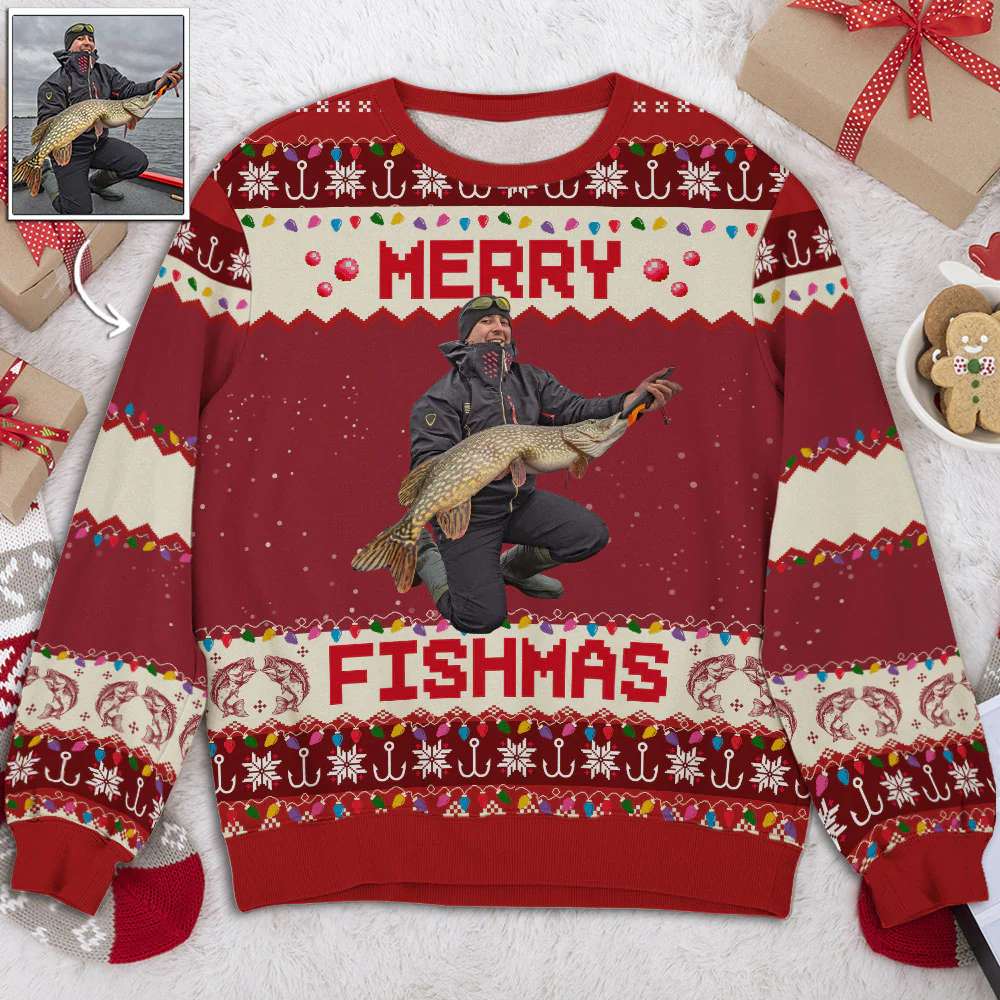 Merry Fishmas - Personalized Custom All-Over-Print Sweatshirt - Image 4
