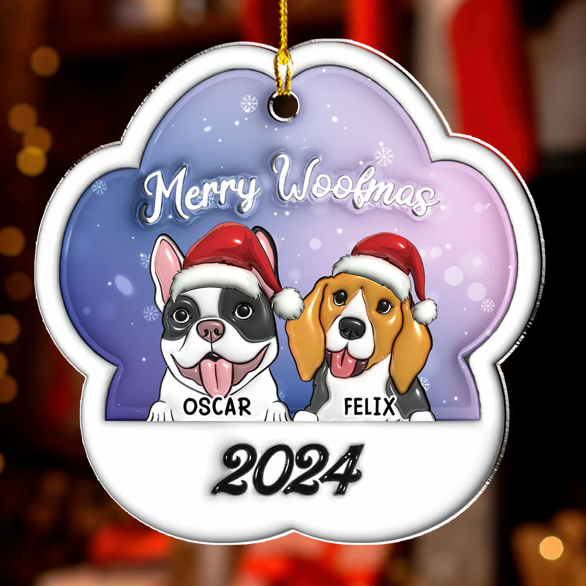 Merry Woofmas 2024 - Personalized Custom 3D Inflated Effect Acrylic Ornament - Image 2