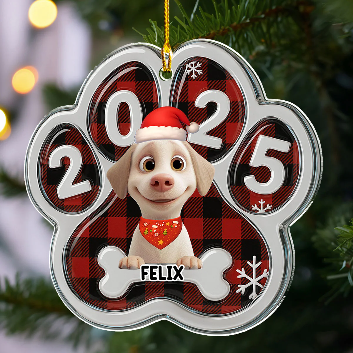 Merry Woofmas People - Personalized Custom Acrylic Ornament - Image 3