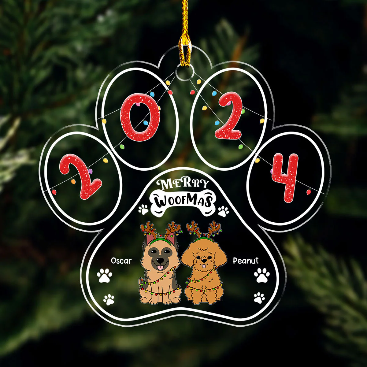 Merry Woofmas - Personalized Custom Acrylic Ornament - Image 3