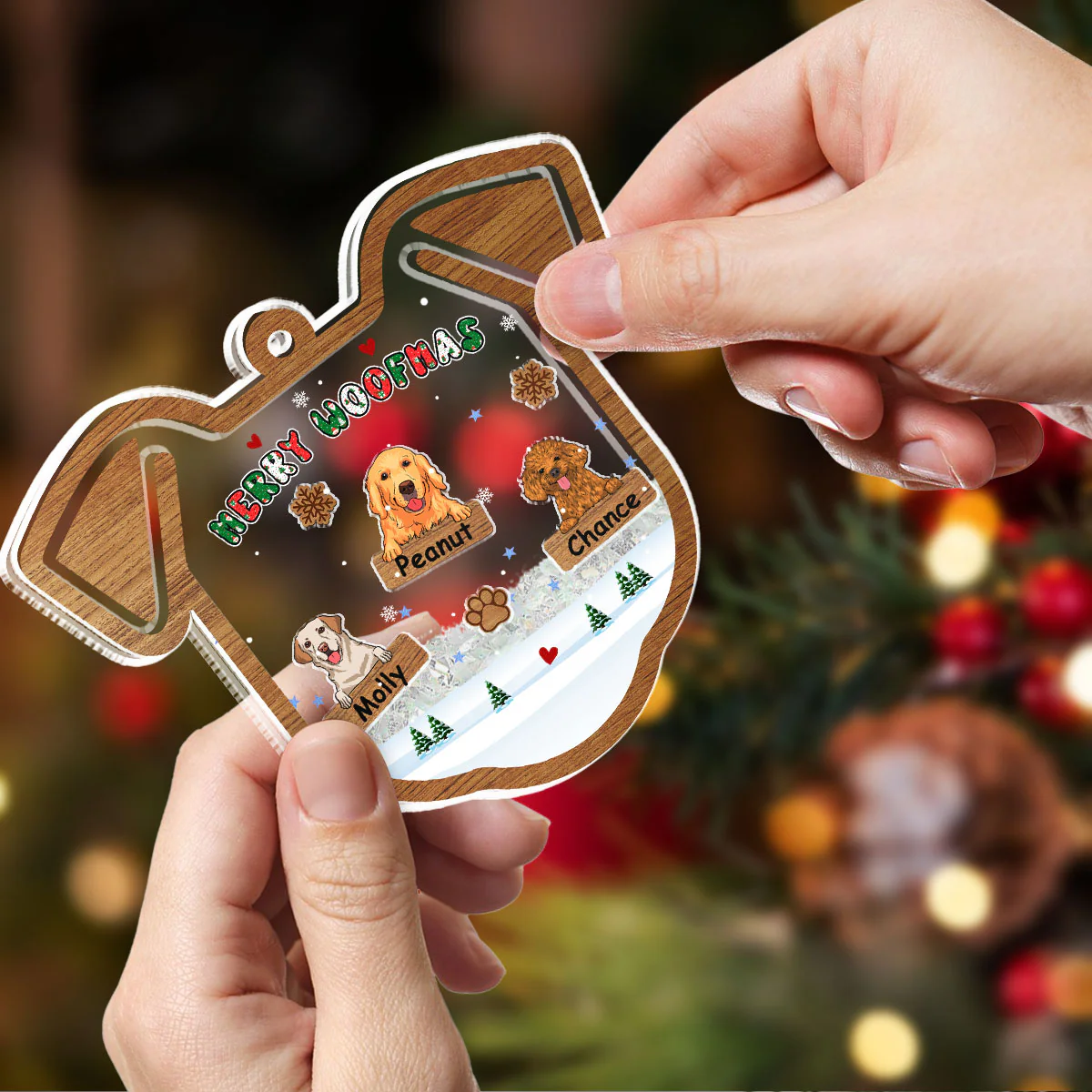 Merry Woofmas Ver 2 - Personalized Custom Acrylic Shaker Ornament - Image 4