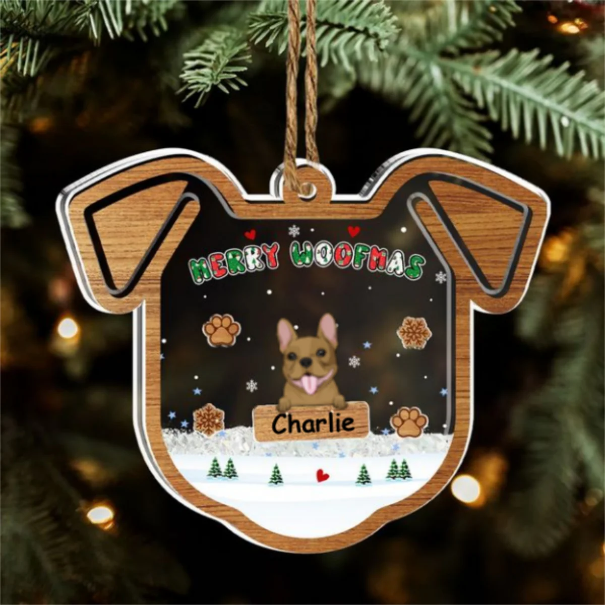 Merry Woofmas Ver 2 - Personalized Custom Acrylic Shaker Ornament - Image 6