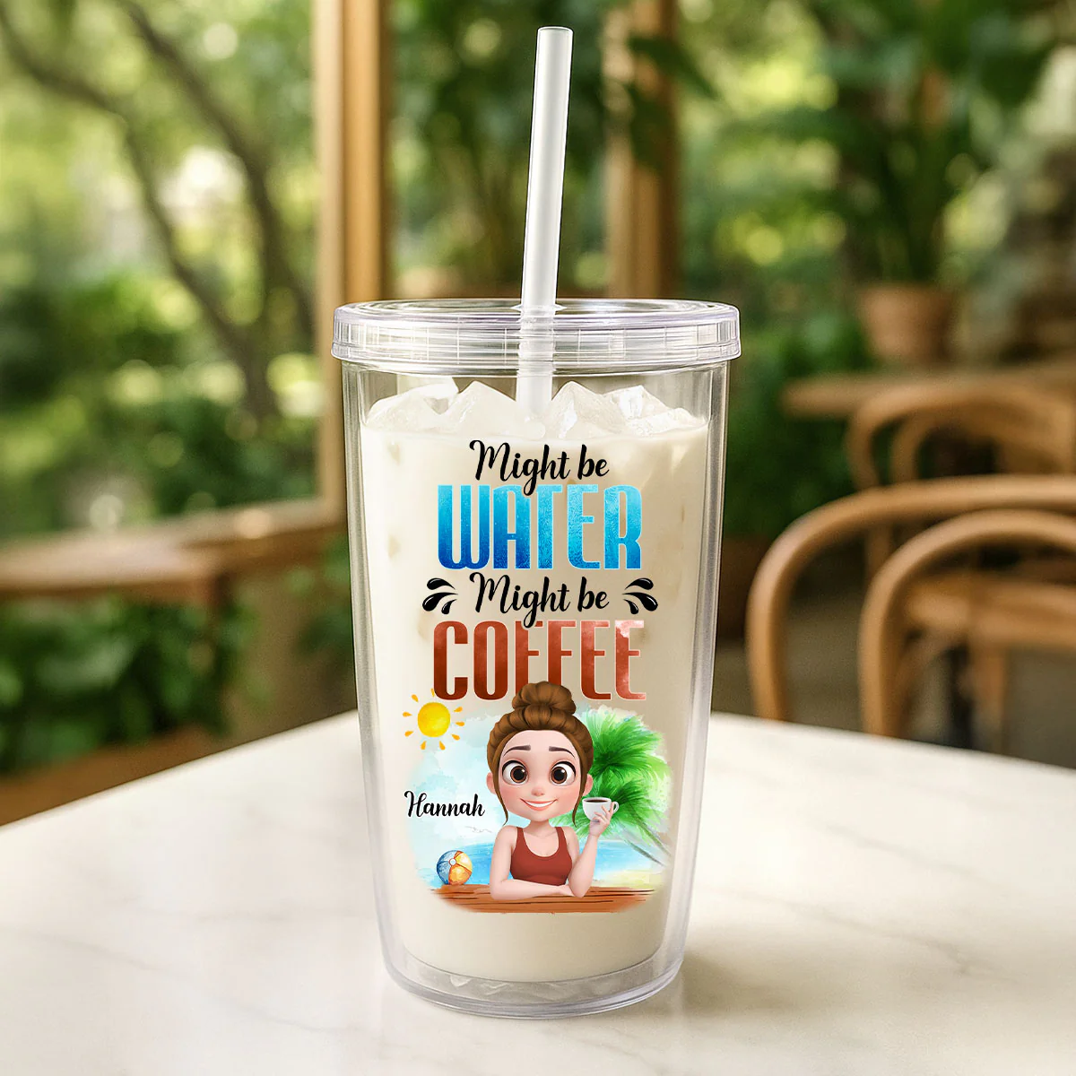 Might Be Water Or Not - Personalized Custom 14oz Plastic Tumbler - Image 3