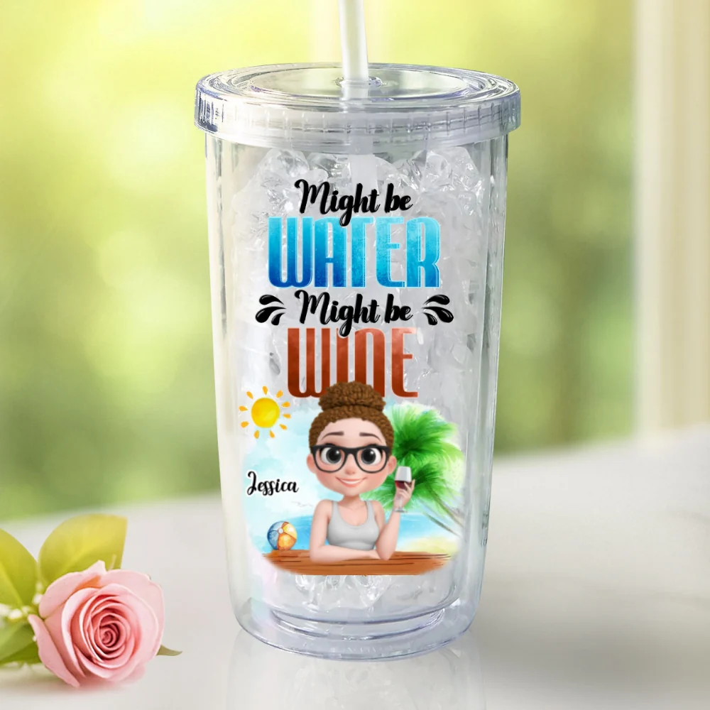 Might Be Water Or Not - Personalized Custom 14oz Plastic Tumbler - Image 6
