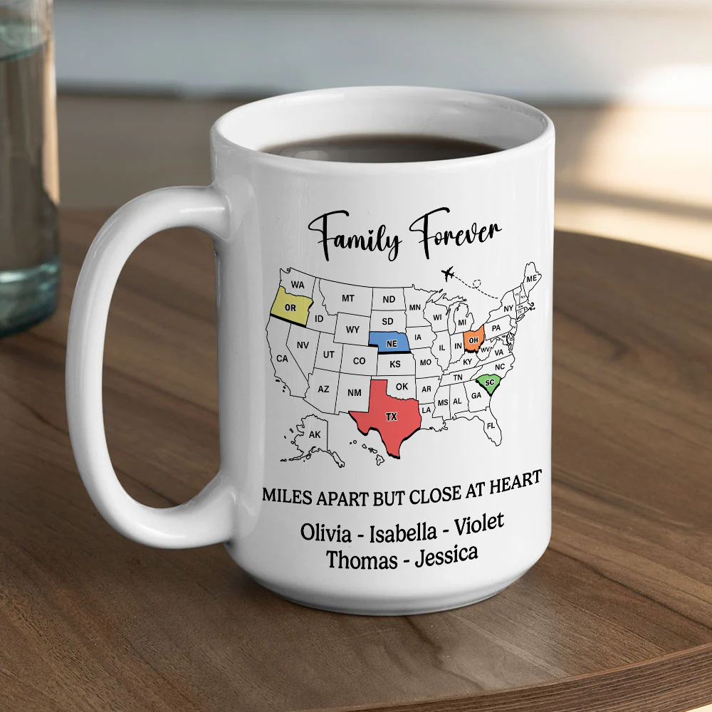 Miles Apart But Close At Heart - Personalized Custom Coffee Mug - Image 6