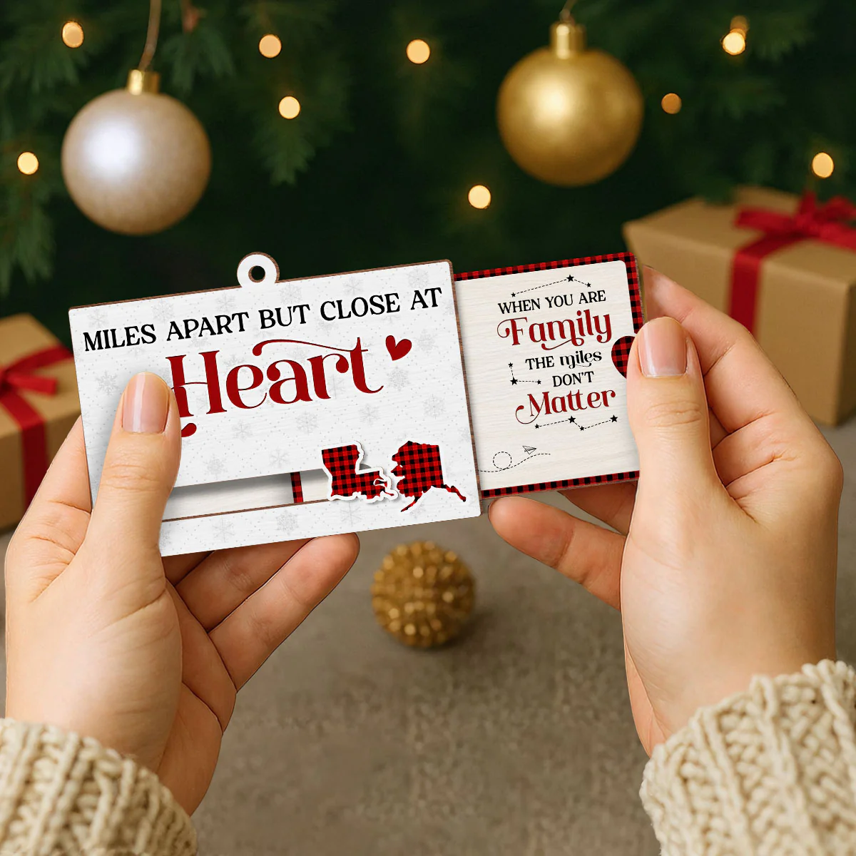Miles Apart But Close At Heart - Personalized Custom Slide Ornament - Image 3