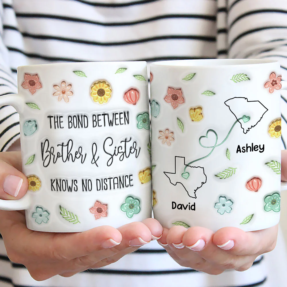 Miles Apart But Forever Connected - Personalized Custom 3D Inflated Effect Coffee Mug - Image 5