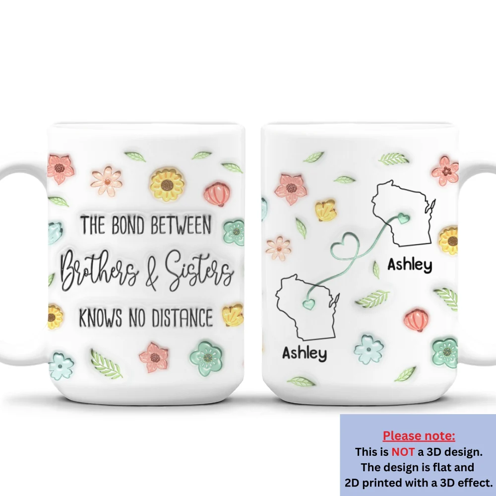 Miles Apart But Forever Connected - Personalized Custom 3D Inflated Effect Coffee Mug - Image 8