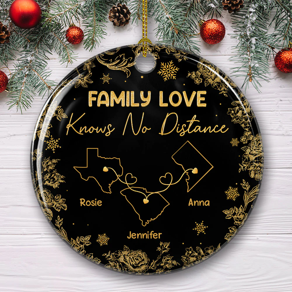 Miles Apart Close At Heart - Personalized Custom Ceramic Ornament - Image 2