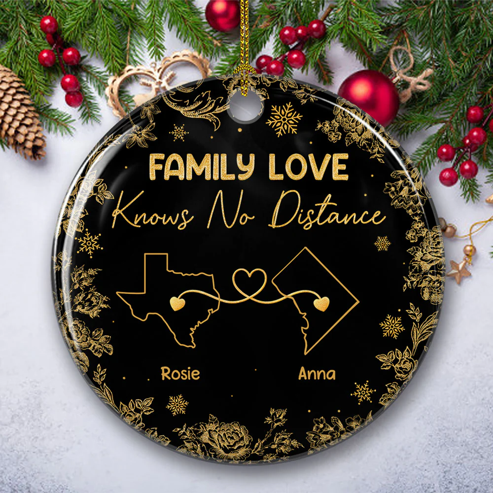 Miles Apart Close At Heart - Personalized Custom Ceramic Ornament - Image 4