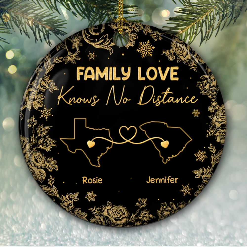 Miles Apart Close At Heart - Personalized Custom Ceramic Ornament - Image 5