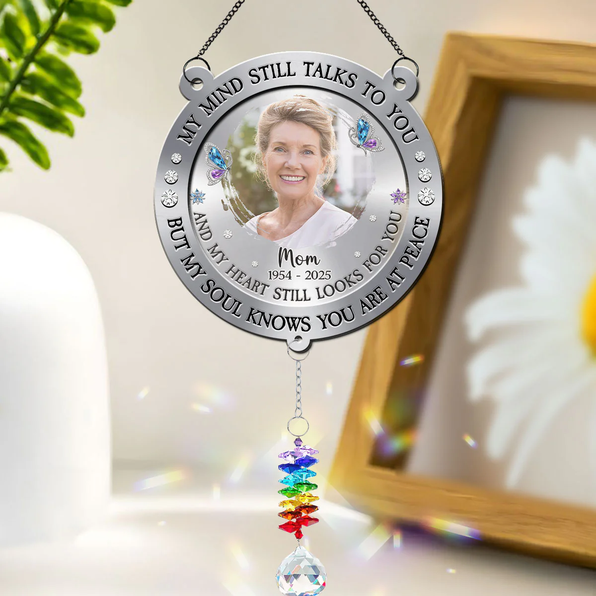 Mind Heart My Soul - Personalized Custom Suncatcher With Crystal Rainbow Charm - Image 2