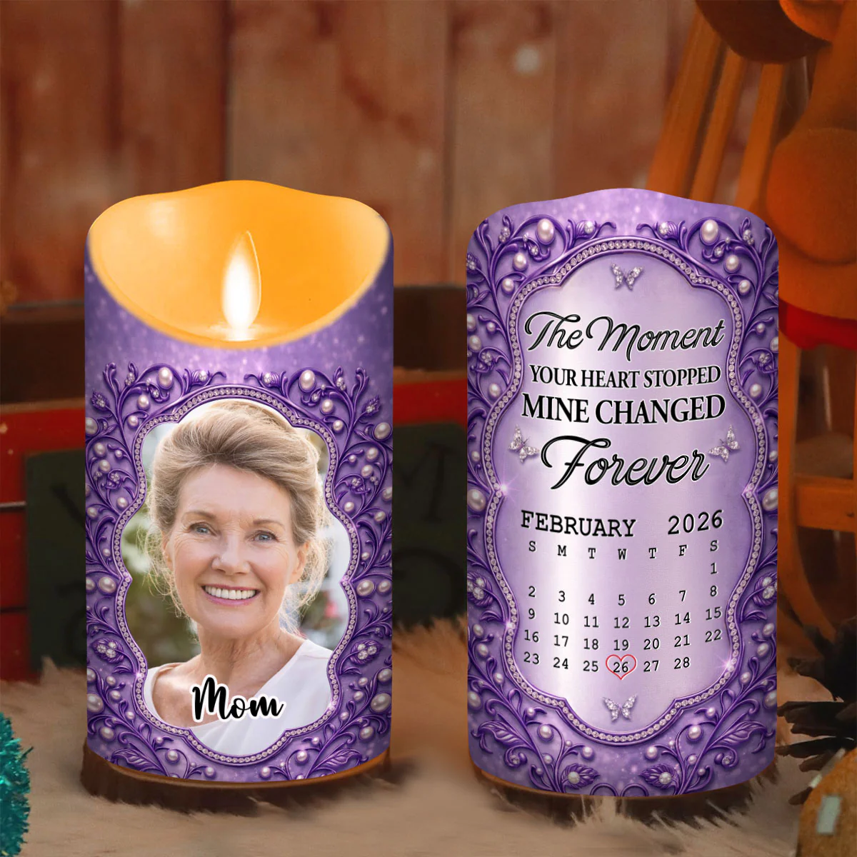 Mine Changed Forever Mom - Personalized Custom LED Candle - Image 4