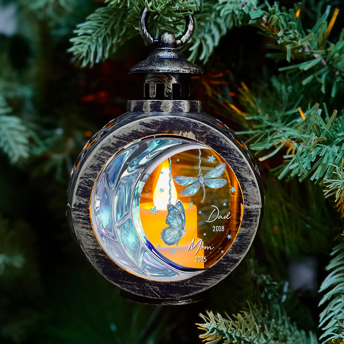 Miss You Mom And Dad - Personalized Custom Christmas Lantern - Image 2
