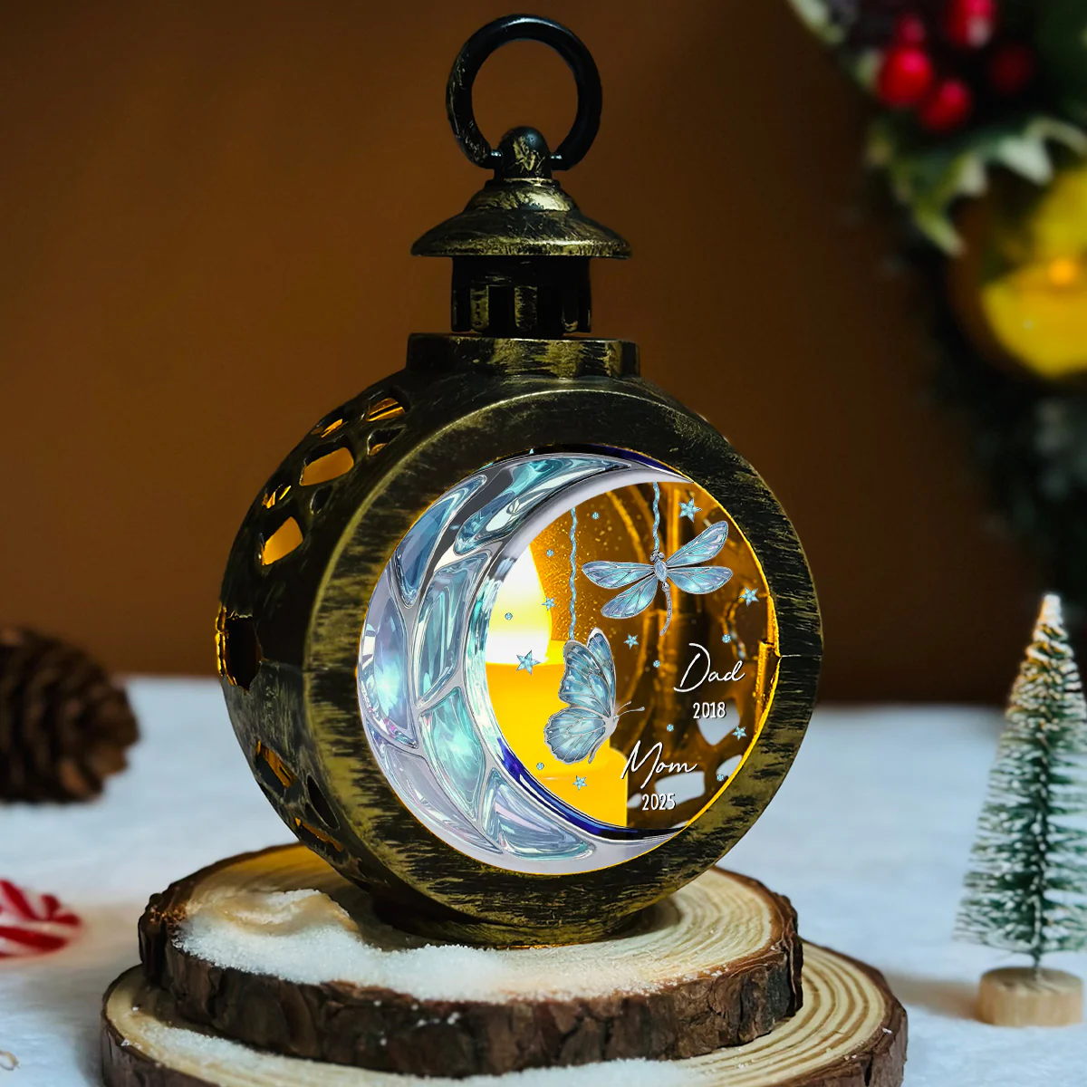 Miss You Mom And Dad - Personalized Custom Christmas Lantern - Image 5