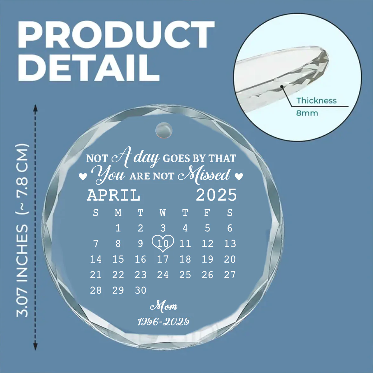 Miss You - Personalized Custom Glass Ornament - Image 6
