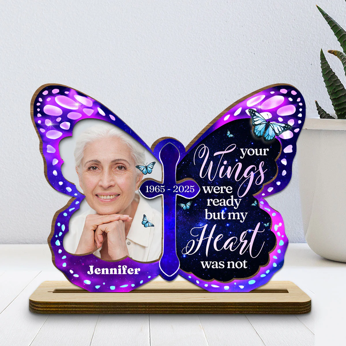 Miss You So Much - Personalized Custom 2-Layer Wood Plaque With Flat Base - Image 2