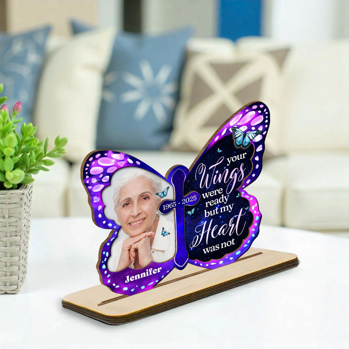 Miss You So Much - Personalized Custom 2-Layer Wood Plaque With Flat Base - Image 3