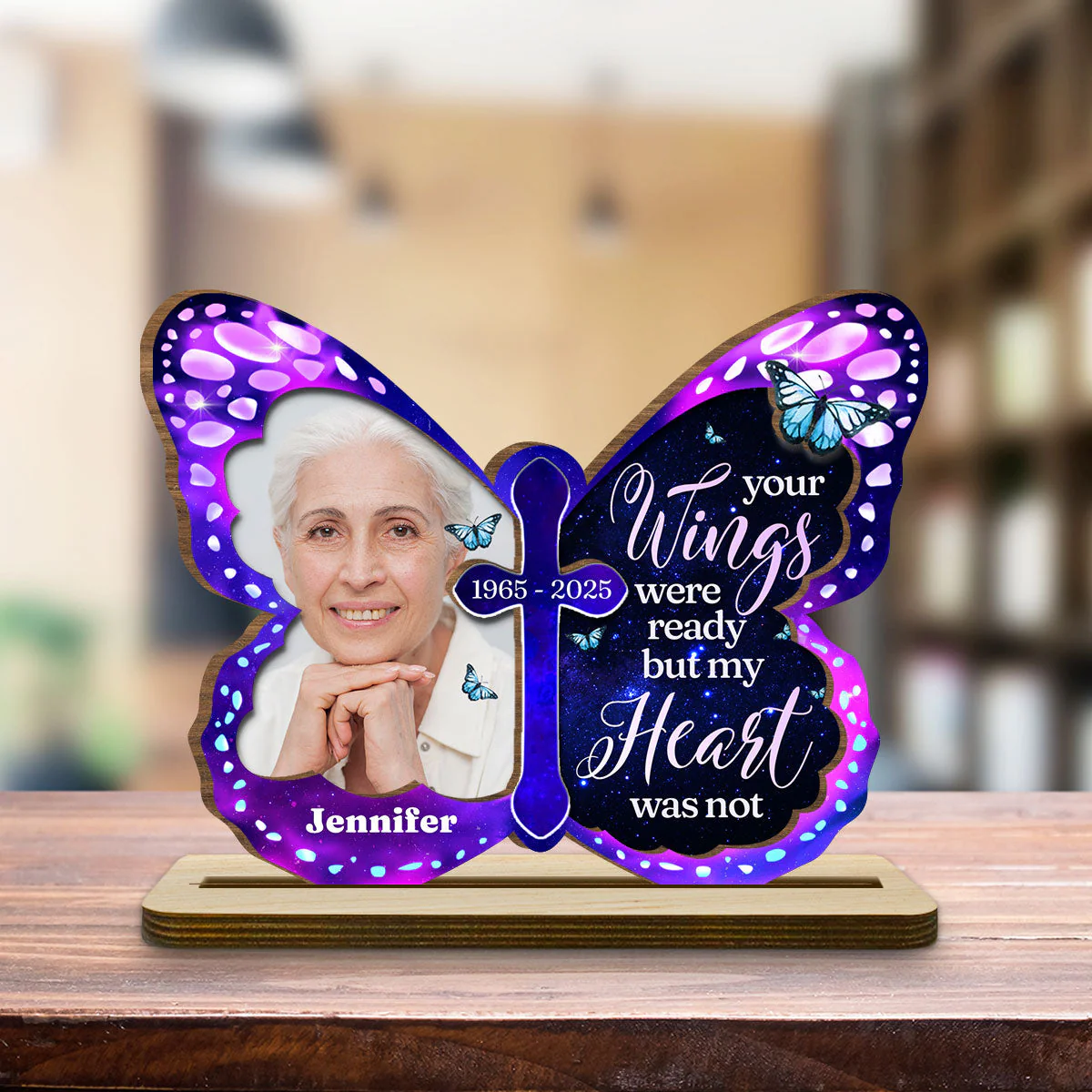 Miss You So Much - Personalized Custom 2-Layer Wood Plaque With Flat Base - Image 4