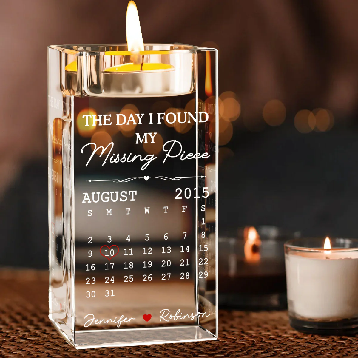 Missing Piece - Personalized Custom Crystal Candle Holder - Image 2