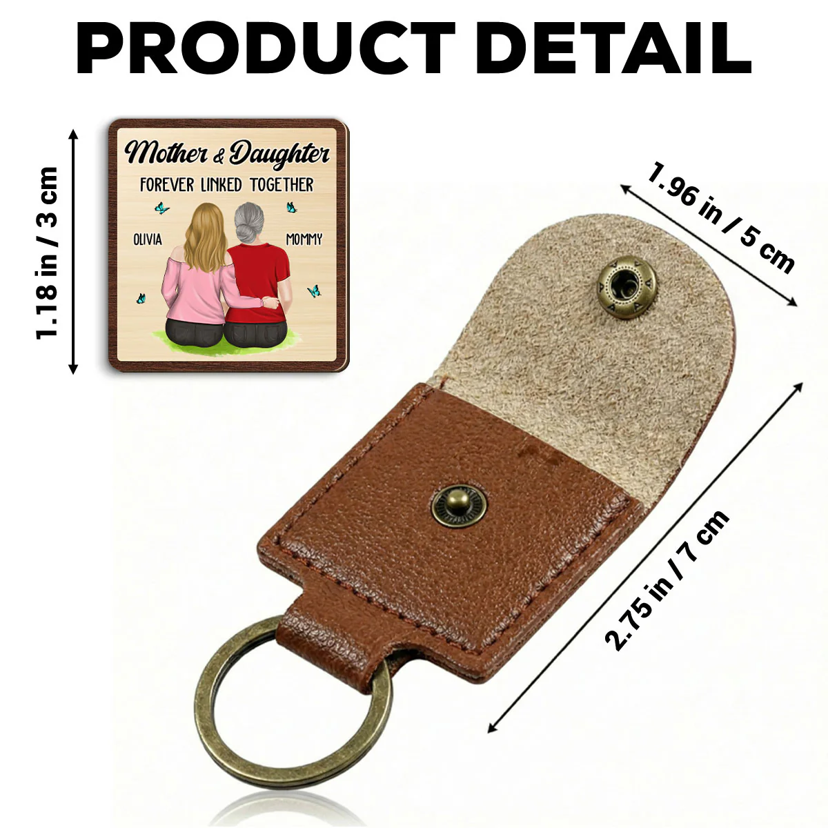 Mom And Children Forever Linked Together - Personalized Custom Wooden Pocket Hug - Image 5