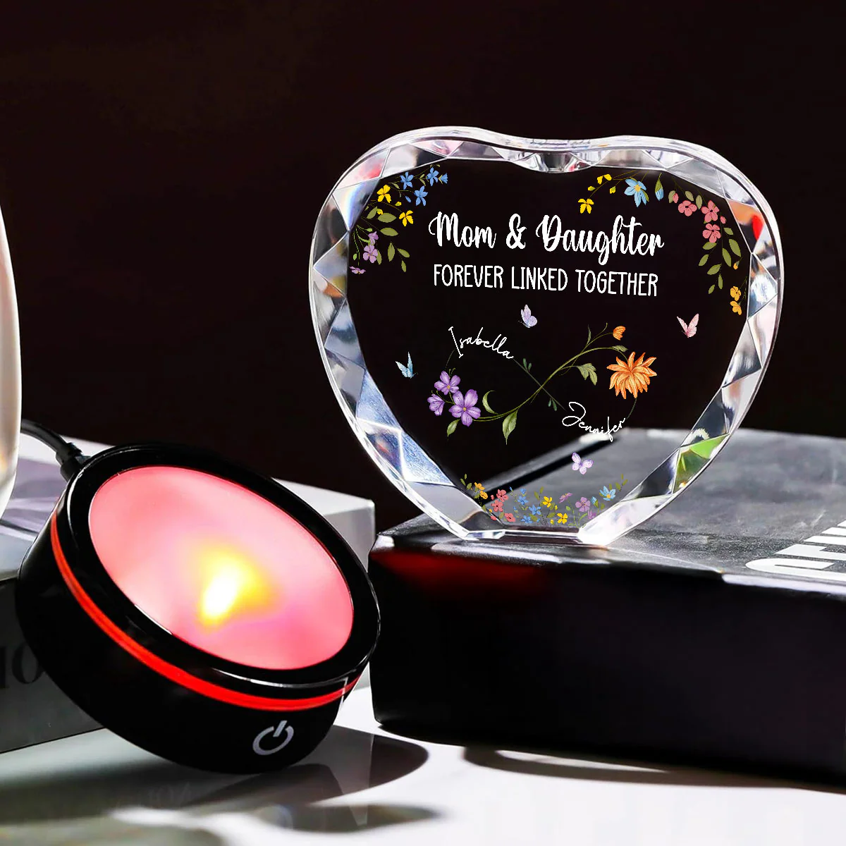 Mom And Daughter Forever Linked - Personalized Custom Crystal Led Light - Image 6