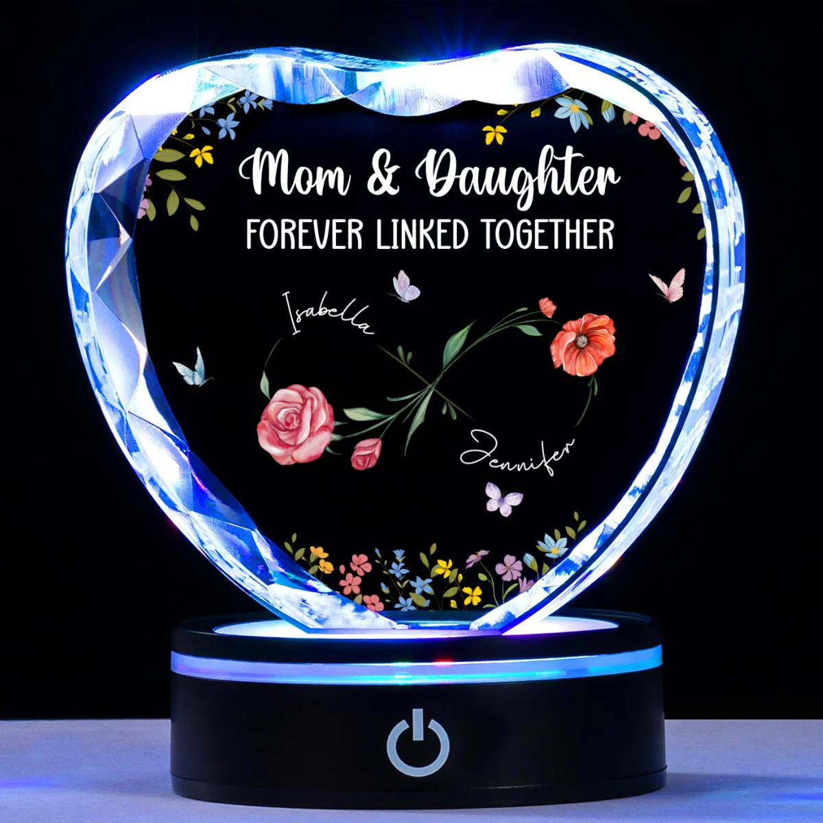 Mom And Daughter Forever Linked - Personalized Custom Crystal Led Light - Image 9