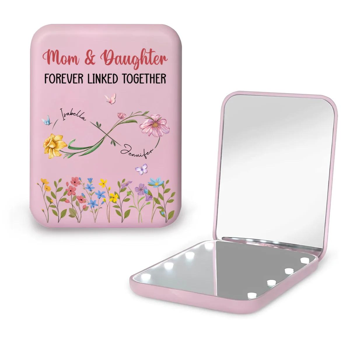 Mom And Daughter Forever Linked - Personalized Custom LED Pocket Mirror - Image 8