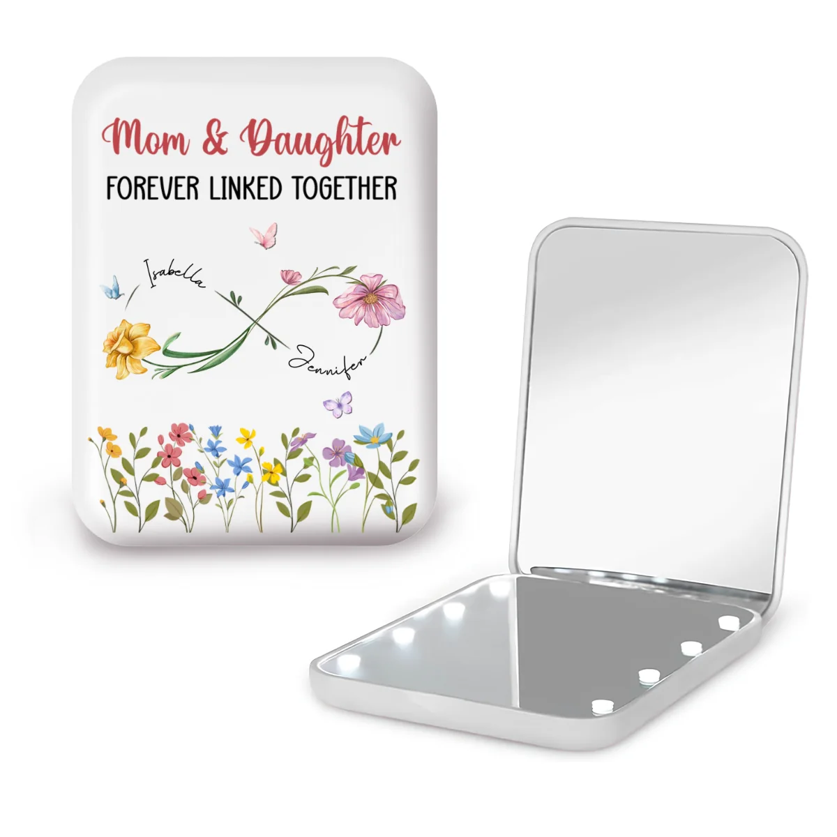 Mom And Daughter Forever Linked - Personalized Custom LED Pocket Mirror - Image 9