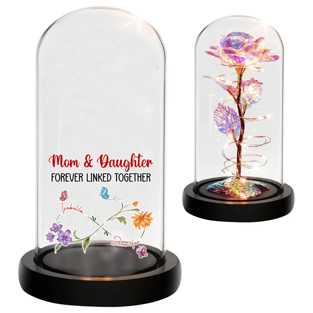Mom And Daughter Forever Linked Together - Personalized Custom Sparkly Rose - Image 7