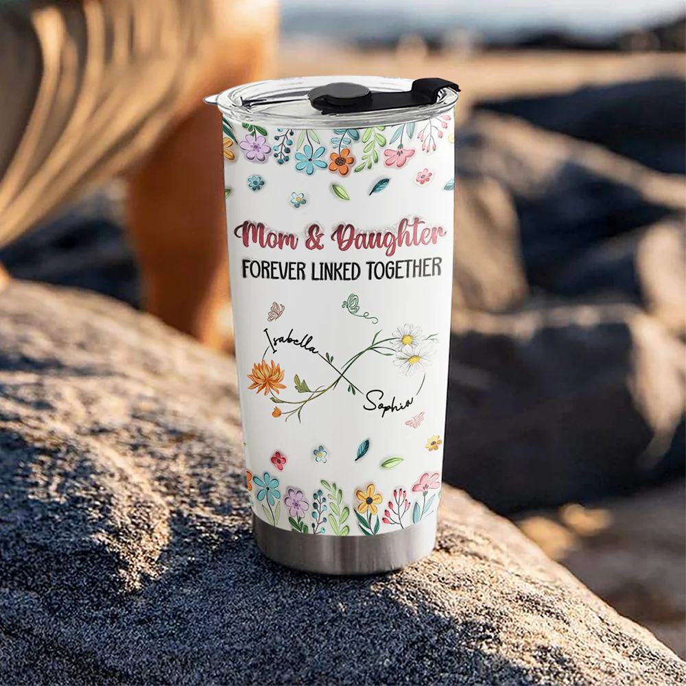 Mom And Daughter Forever - Personalized Custom 3D Inflated Effect Tumbler - Image 5
