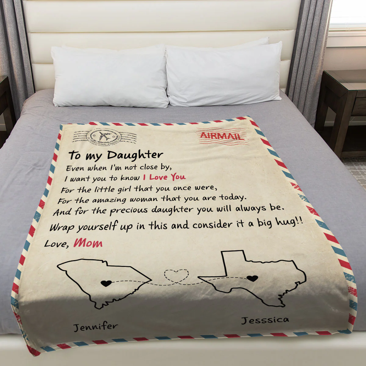 Mom And Daughter Forever - Personalized Custom Fleece Blanket - Image 2