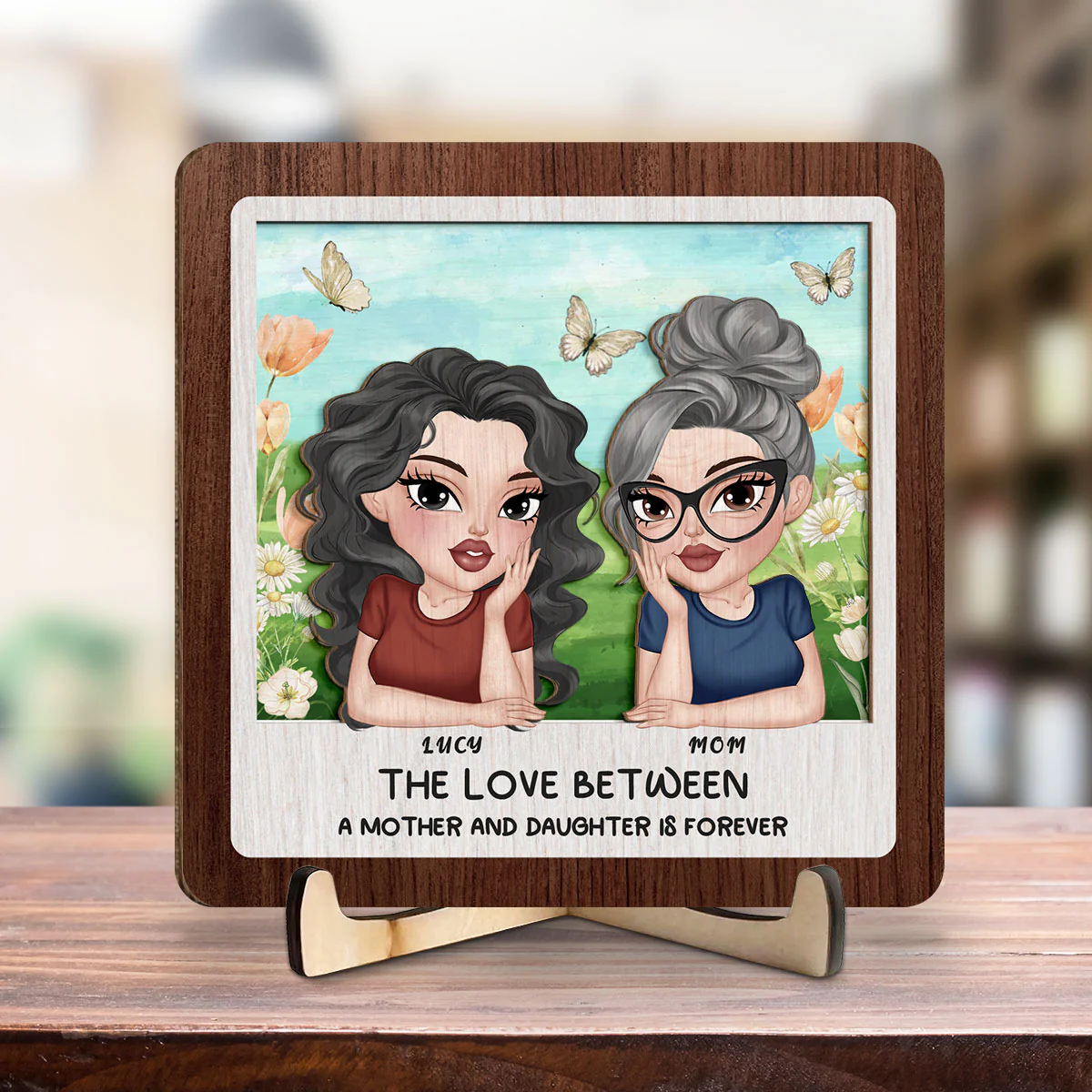 Mom And Daughter Happy Together - Personalized Custom Wooden Plaque