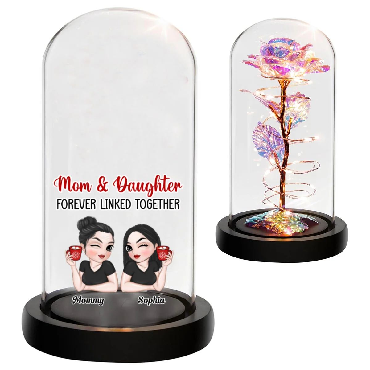 Mom And Daughter - Personalized Custom Sparkly Rose - Image 6