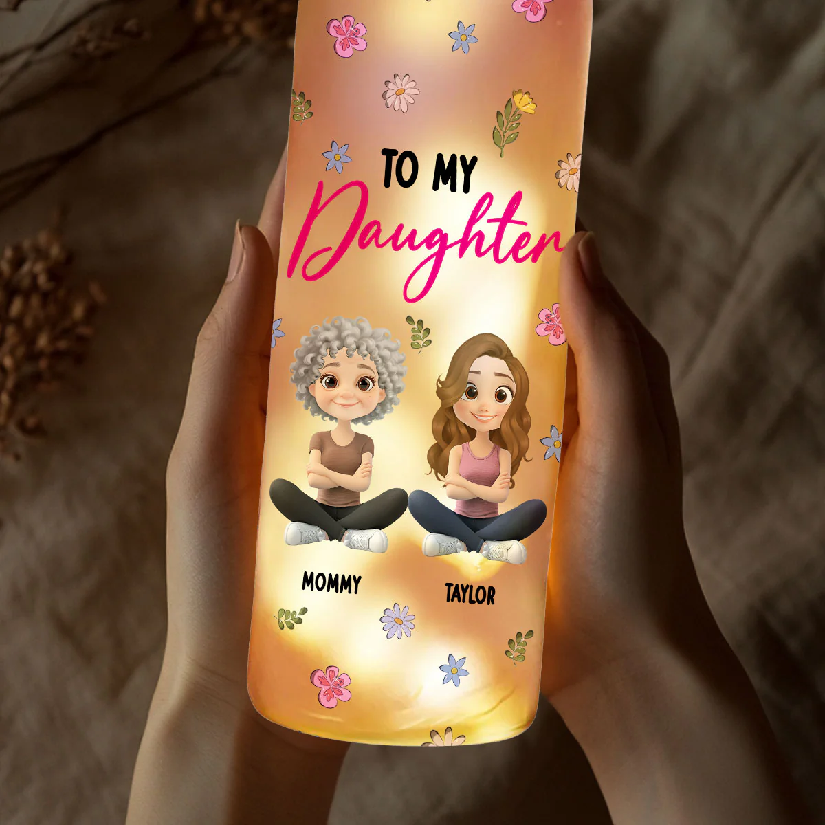 Mom And Daughter Together - Personalized Custom Bottle Lamp - Image 3