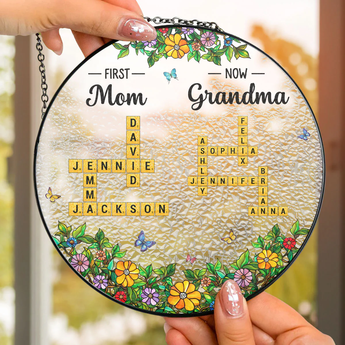 Mom And Grandma - Personalized Custom Window Hanging Suncatcher - Image 4