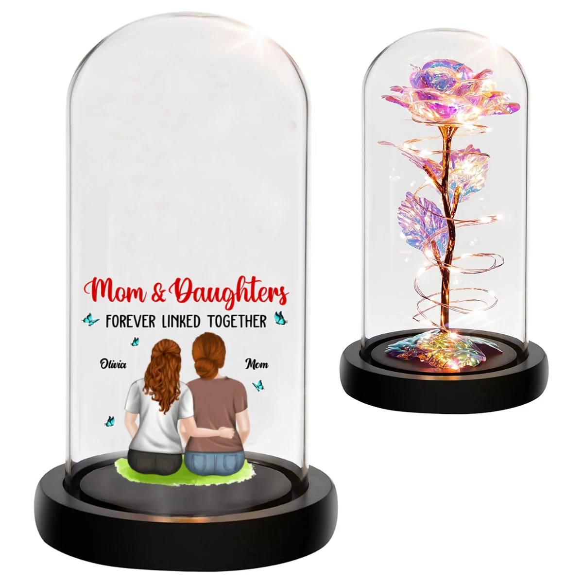 Mom And Lovely Daughter - Personalized Custom Sparkly Rose - Image 7