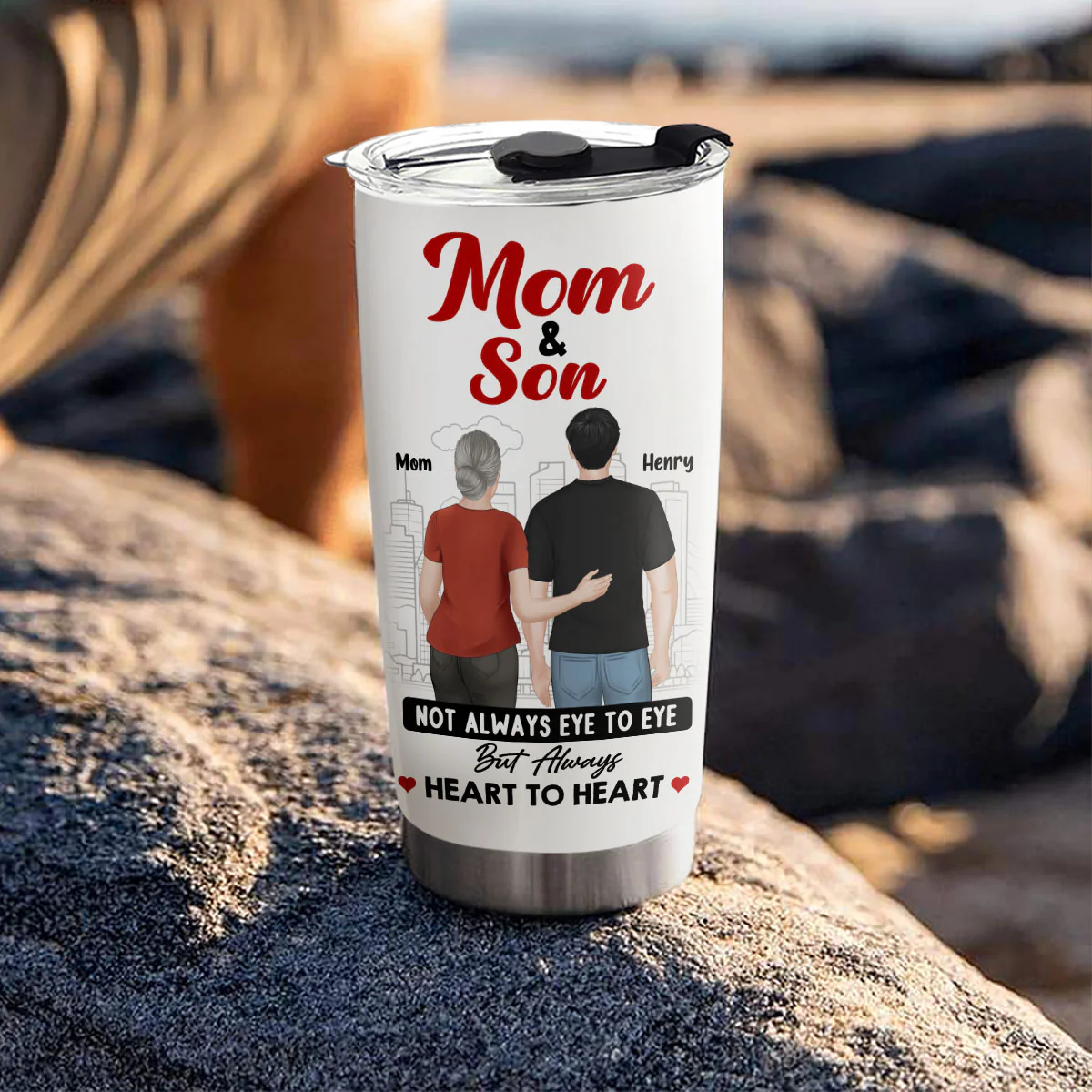 Mom And Son Forever Strong - Personalized Custom Tumbler - Image 3