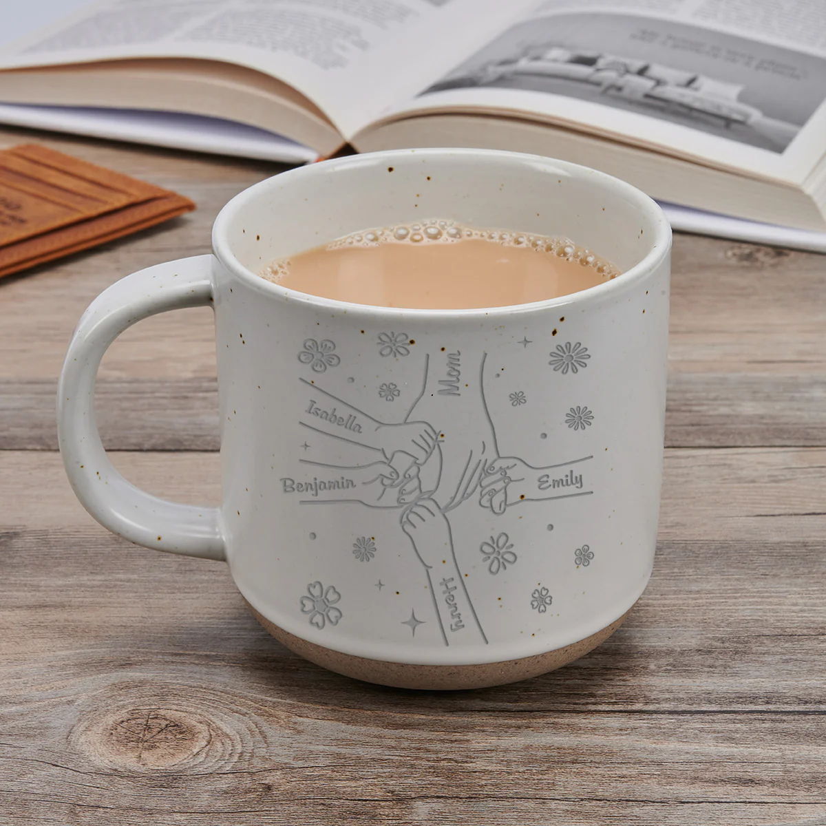 Mom Hold My Hand - Personalized Custom Engraved Pottery Mug - Image 5