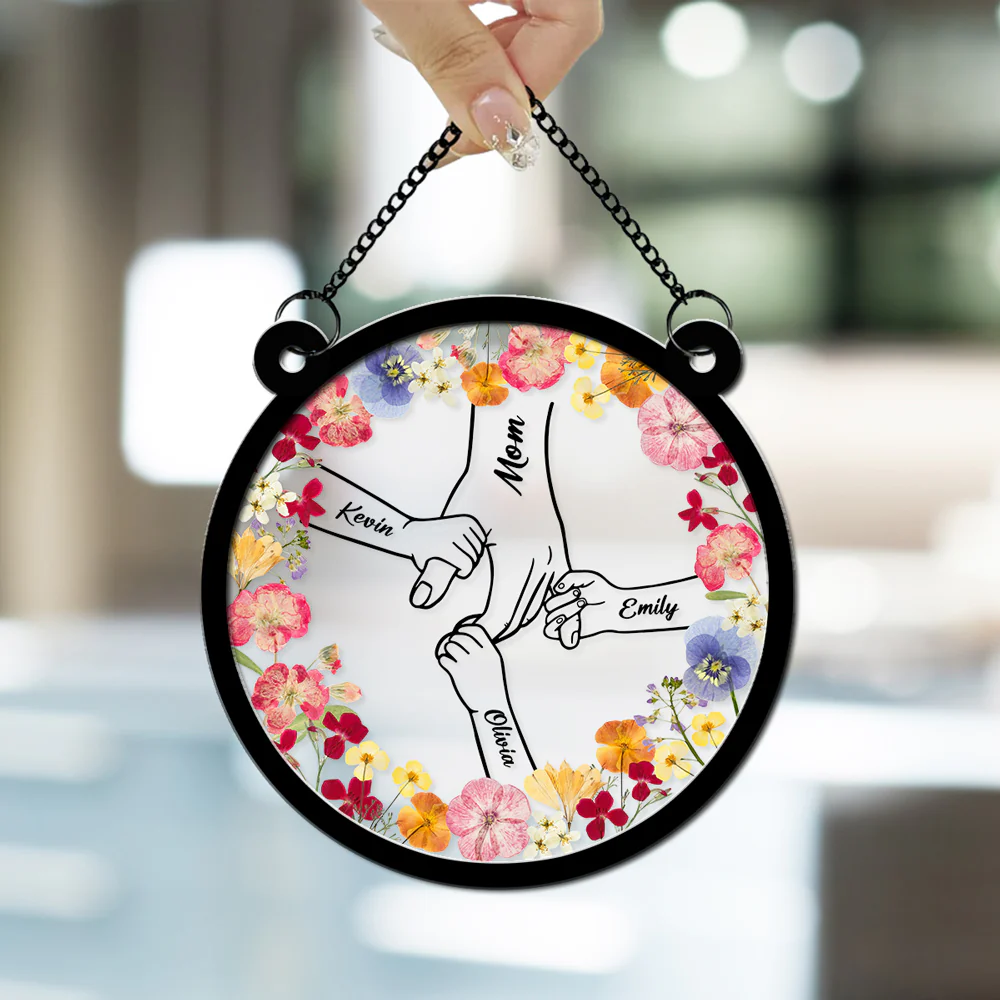 Mom Hold Our Hand And Our Heart - Personalized Custom Suncatcher - Image 3