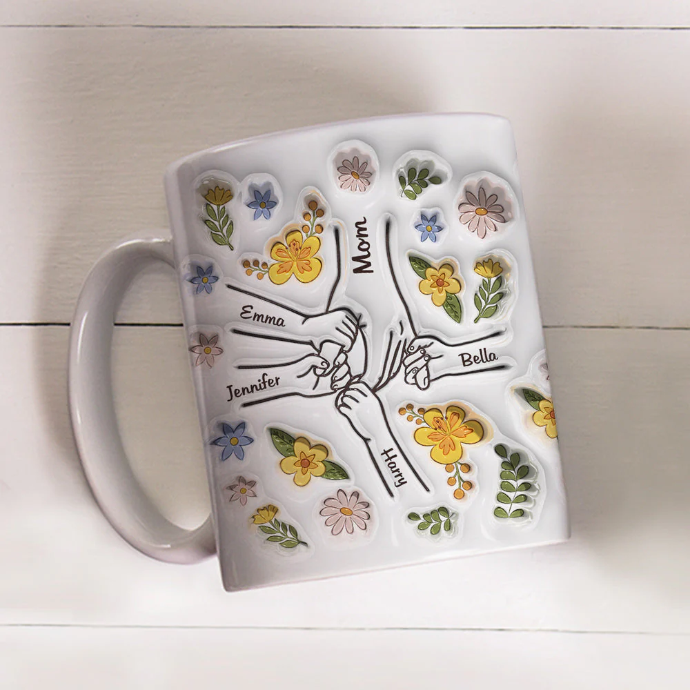 Mom Hold Our Hands, Also Our Hearts - Personalized Custom 3D Inflated Effect Mug - Image 4