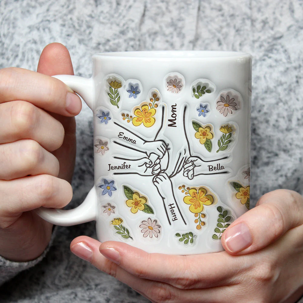 Mom Hold Our Hands, Also Our Hearts - Personalized Custom 3D Inflated Effect Mug - Image 5
